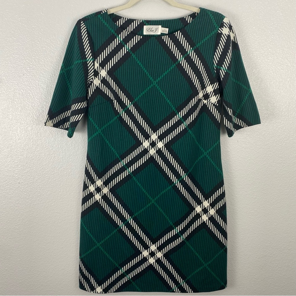 Eliza J Green Plaid Mini Shift Dress - Picture 4 of 9